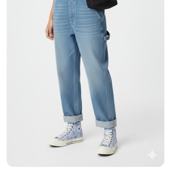 Converse Blue and White High-Top Chuck Taylor Sneakers Flamingo Design Sz 8 - Picture 15 of 15